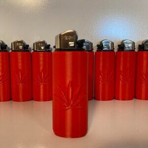 3 Custom Pot Leaf Sleeve with Lighter: R-M2 (Red Matte Finish)